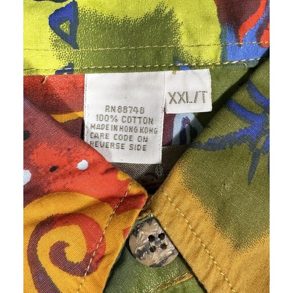 Vtg The Territory Ahead Shirt Mens 2XLT Multicolor Patchwork Fish Geometric Camp - Picture 6 of 8